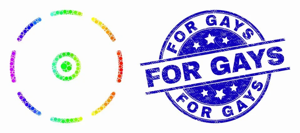 Vector Spectral Pixel Round Perimeter Icon and Grunge For Gays Seal Stock Illustration