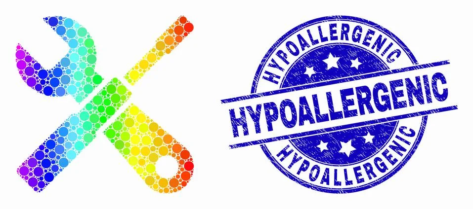 Vector Spectral Pixel Setup Tools Icon and Grunge Hypoallergenic Stamp Stockillustratie