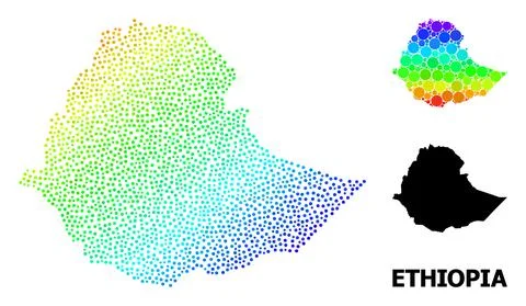Vector Spectral Pixelated Map of Ethiopia Stock Illustration