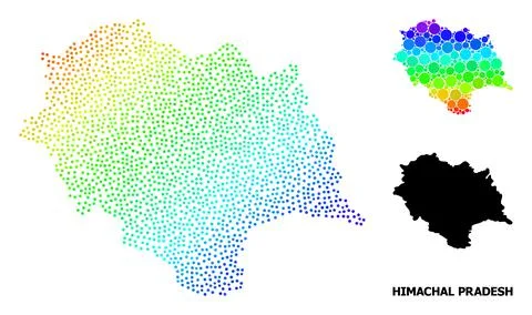 Vector Spectral Pixelated Map of Himachal Pradesh State 스톡 일러스트