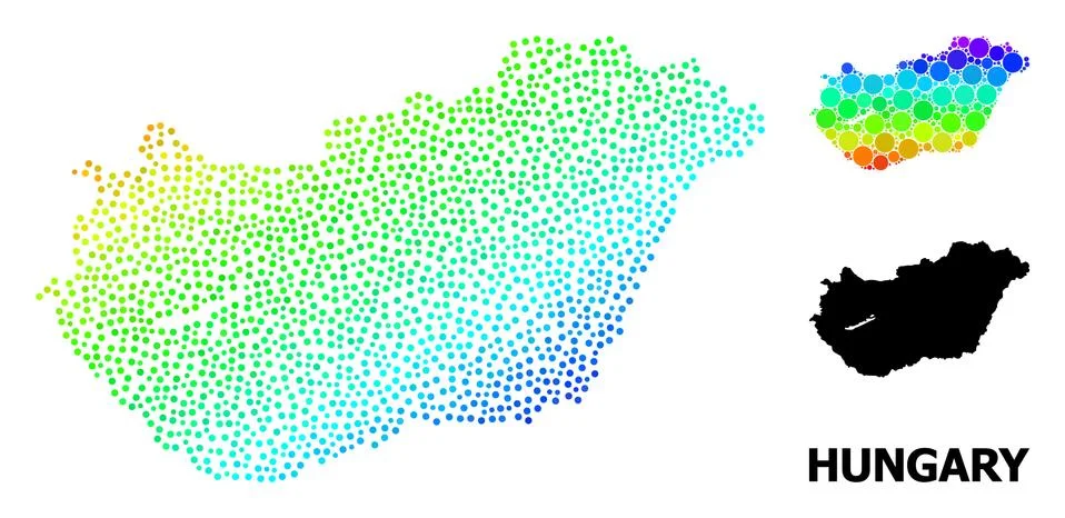 Vector Spectral Pixelated Map of Hungary Illustrazione stock