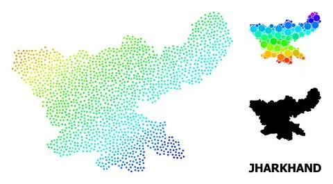 Vector Spectral Pixelated Map of Jharkhand State 스톡 일러스트