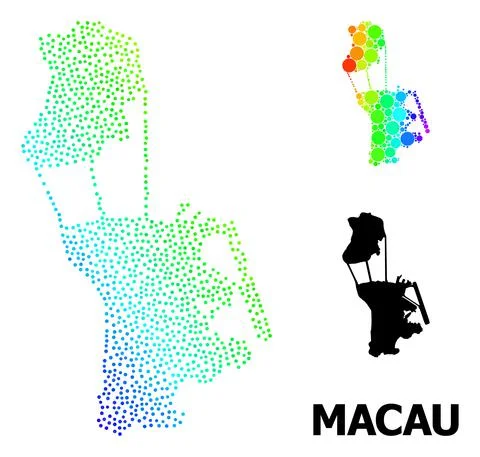 Vector Spectral Pixelated Map of Macau Ilustración de archivo