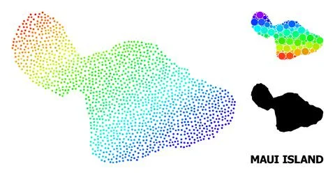 Vector Spectral Pixelated Map of Maui Island Ilustración de archivo