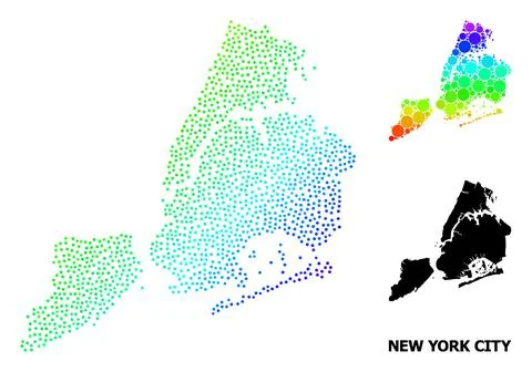 Vector Spectral Pixelated Map of New York City Stock Illustration