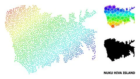 Vector Spectral Pixelated Map of Nuku Hiva Island Stockillustratie