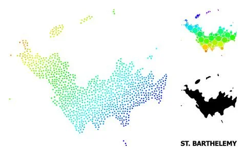 Vector Spectral Pixelated Map of Saint Barthelemy Stock Illustration