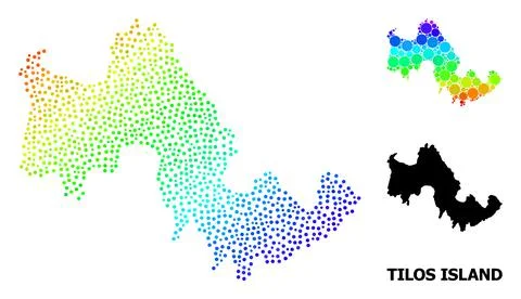 Vector Spectral Pixelated Map of Tilos Island Ilustración de archivo