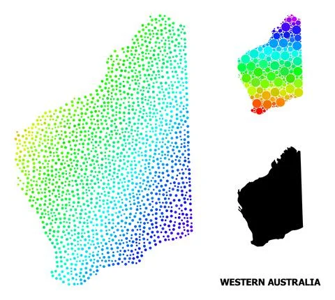 Vector Spectral Pixelated Map of Western Australia 스톡 일러스트