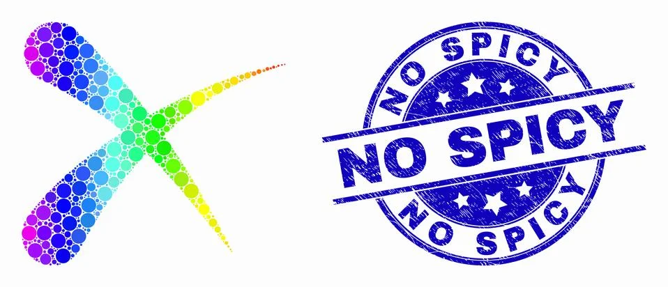 Vector Spectrum Dot Erase Icon and Grunge No Spicy Stamp Seal Stock Illustration