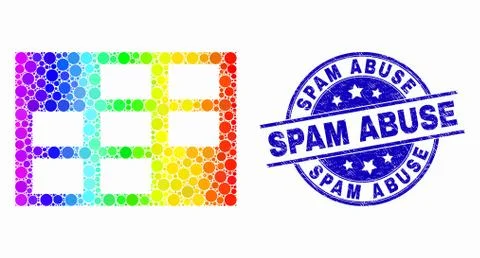 Vector Spectrum Dot Grid Cells Icon and Distress Spam Abuse Watermark Stock Illustration
