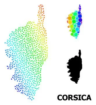 Vector Spectrum Dot Map of Corsica Stock Illustration