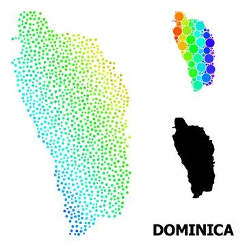 Vector Spectrum Dot Map of Dominica Island Stock Illustration