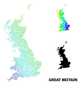 Vector Spectrum Dot Map of Great Britain Illustrazione stock