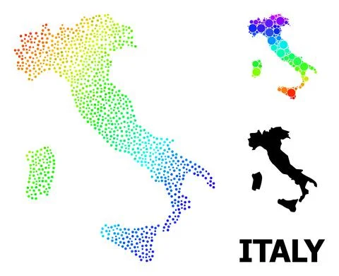 Vector Spectrum Dot Map of Italy 스톡 일러스트