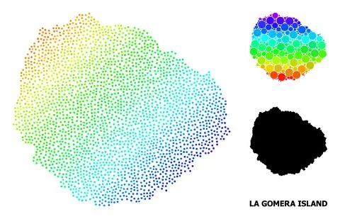 Vector Spectrum Dot Map of La Gomera Island 스톡 일러스트