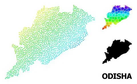Vector Spectrum Dot Map of Odisha State Illustrazione stock