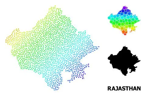 Vector Spectrum Dot Map of Rajasthan State Illustrazione stock