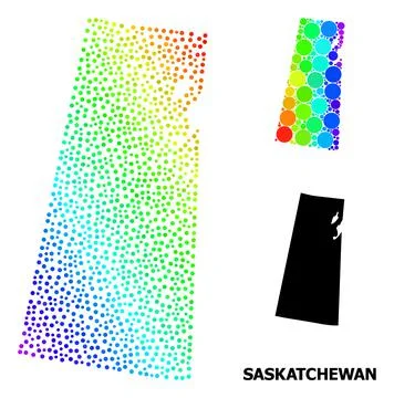 Vector Spectrum Dot Map of Saskatchewan Province Stock Illustration