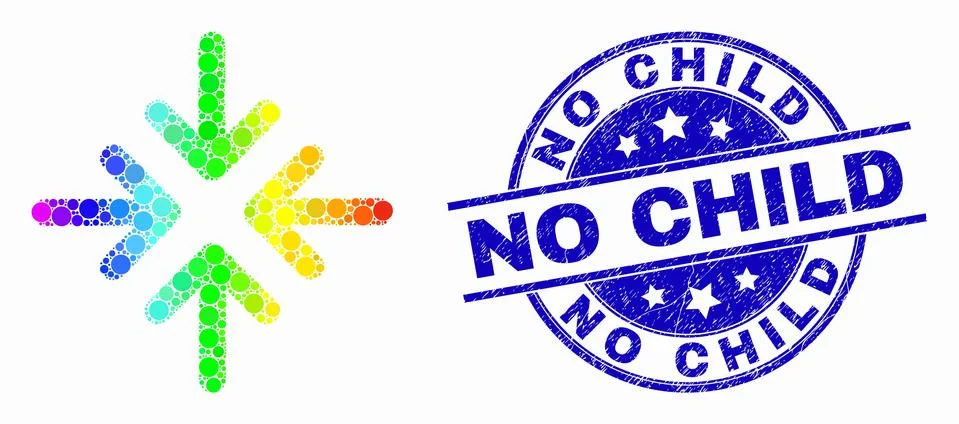 Vector Spectrum Dot Meeting Point Arrows Icon and Distress No Child Stamp Seal Stockillustratie