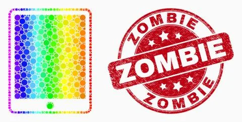 Vector Spectrum Dot Mobile Organizer Icon and Scratched Zombie Watermark 스톡 일러스트