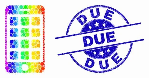 Vector Spectrum Dot Mobile Phone Icon and Distress Due Stamp Seal 스톡 일러스트