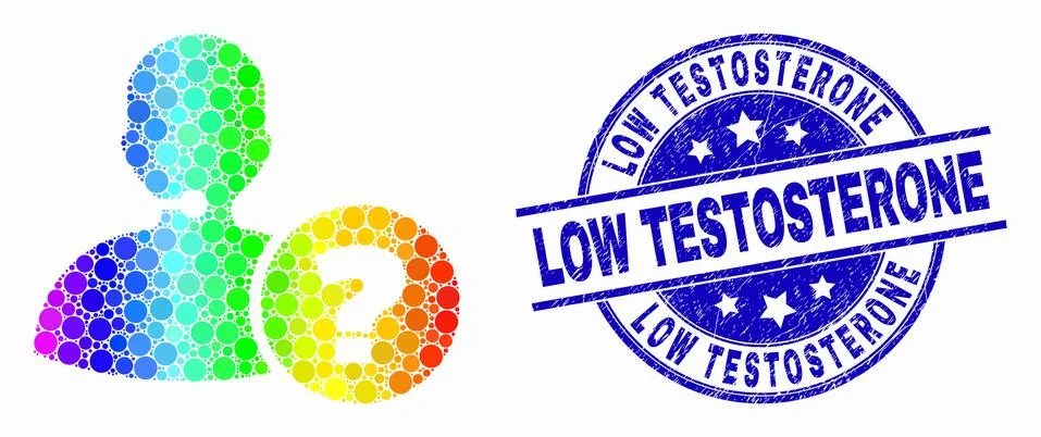 Vector Spectrum Dot Operator Information Icon and Grunge Low Testosterone Stock Illustration