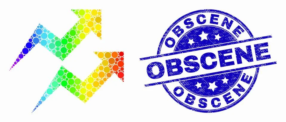 Vector Spectrum Dot Trend Arrows Icon and Scratched Obscene Stamp Seal Stock Illustration