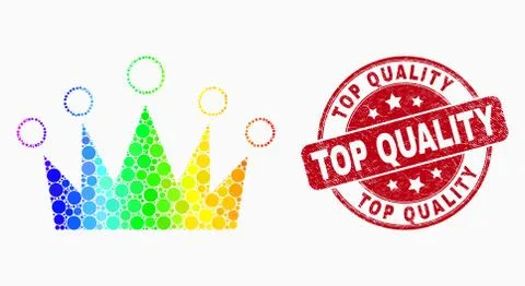 Vector Spectrum Dotted Crown Icon and Grunge Top Quality Watermark Stock Illustration