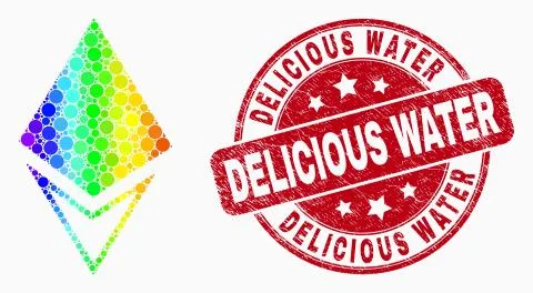 Vector Spectrum Dotted Crystal Icon and Scratched Delicious Water Seal Illustrazione stock