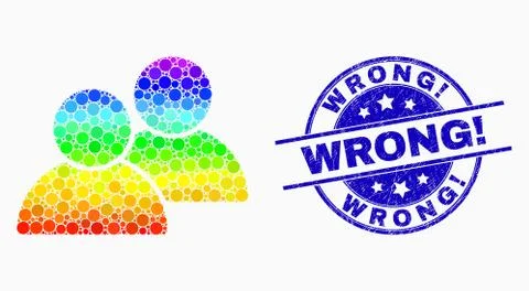 Vector Spectrum Dotted Customers Icon and Grunge Wrong! Watermark Ilustración de archivo
