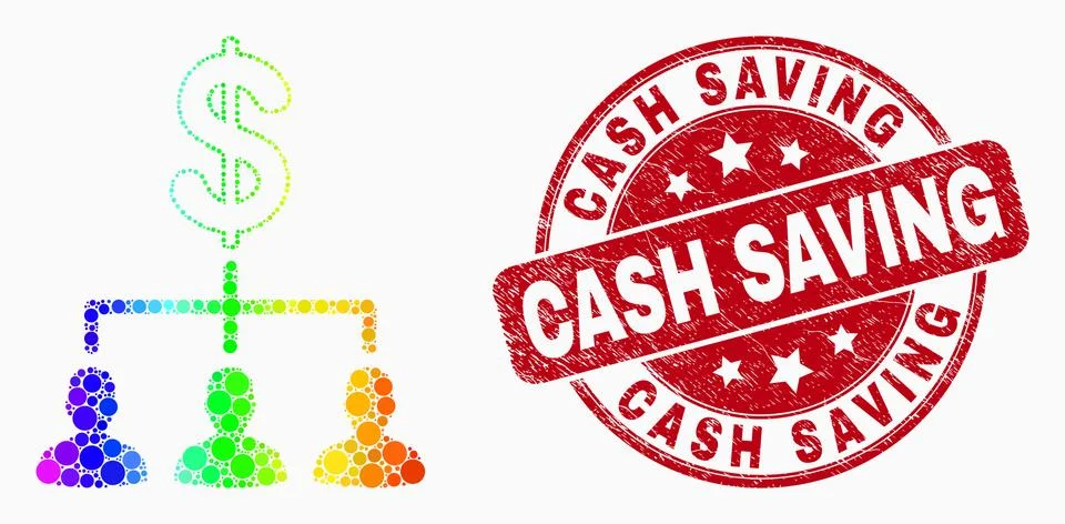 Vector Spectrum Dotted Dollar Clients Structure Icon and Grunge Cash Saving S 스톡 일러스트