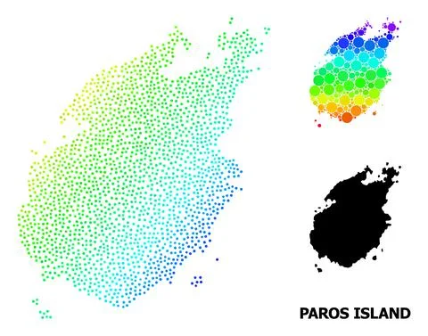 Vector Spectrum Dotted Map of Paros Island Illustrazione stock