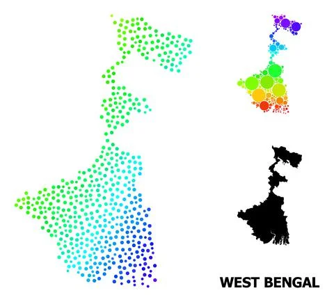 Vector Spectrum Dotted Map of West Bengal State 스톡 일러스트