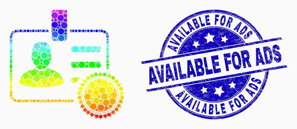 Vector Spectrum Dotted Stamped User Badge Icon and Scratched Available for Ads Stock Illustration