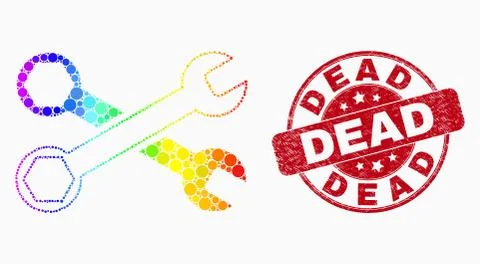 Vector Spectrum Dotted Wrenches Icon and Grunge Dead Stamp Stock Illustration
