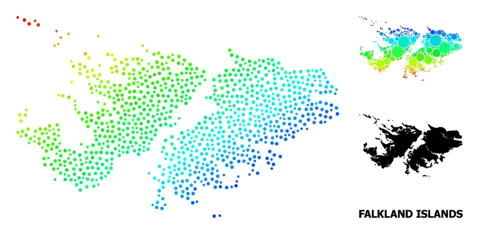 Vector Spectrum Gradient Dot Map of Falkland Islands Illustrazione stock