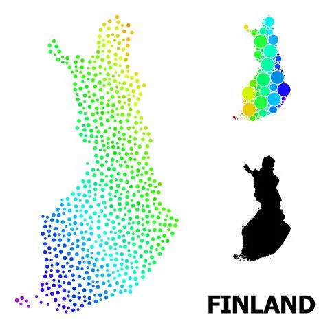 Vector Spectrum Gradient Dot Map of Finland イラスト素材