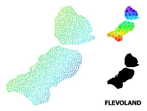 Vector Spectrum Gradient Dot Map of Flevoland Province イラスト素材