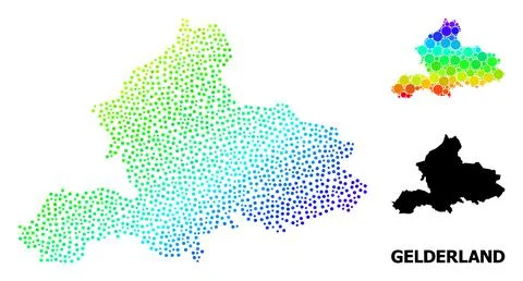 Vector Spectrum Gradient Dot Map of Gelderland Province イラスト素材