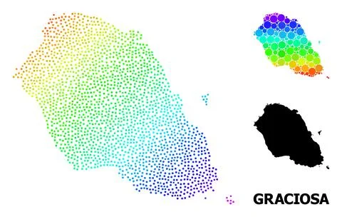 Vector Spectrum Gradient Dot Map of Graciosa Island Illustrazione stock