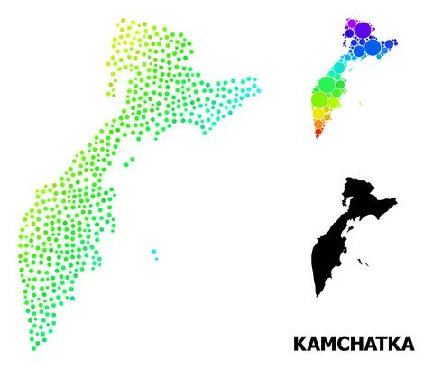 Vector Spectrum Gradient Dot Map of Kamchatka Peninsula イラスト素材