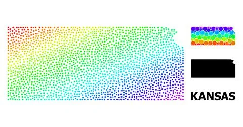 Vector Spectrum Gradient Dot Map of Kansas State イラスト素材