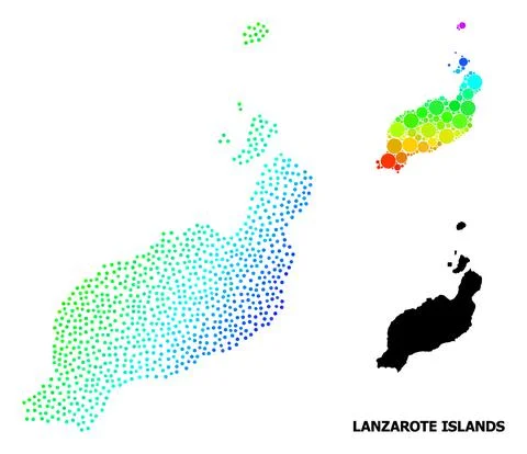Vector Spectrum Gradient Dot Map of Lanzarote Islands Stock Illustration