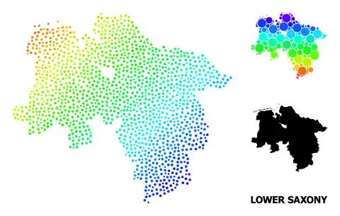 Vector Spectrum Gradient Dot Map of Lower Saxony State イラスト素材
