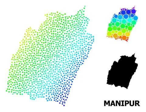 Vector Spectrum Gradient Dot Map of Manipur State イラスト素材