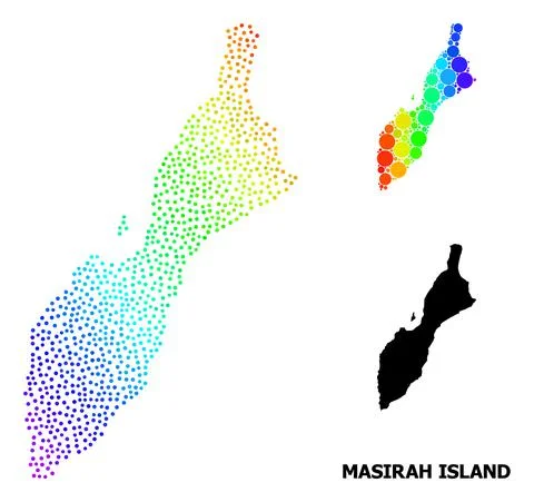 Vector Spectrum Gradient Dot Map of Masirah Island 스톡 일러스트