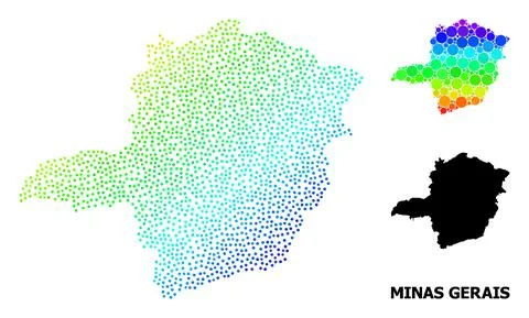 Vector Spectrum Gradient Dot Map of Minas Gerais State Illustrazione stock