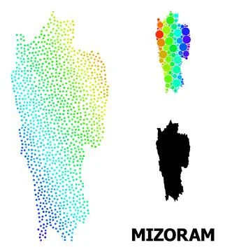 Vector Spectrum Gradient Dot Map of Mizoram State イラスト素材