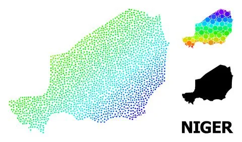 Vector Spectrum Gradient Dot Map of Niger Stock Illustration
